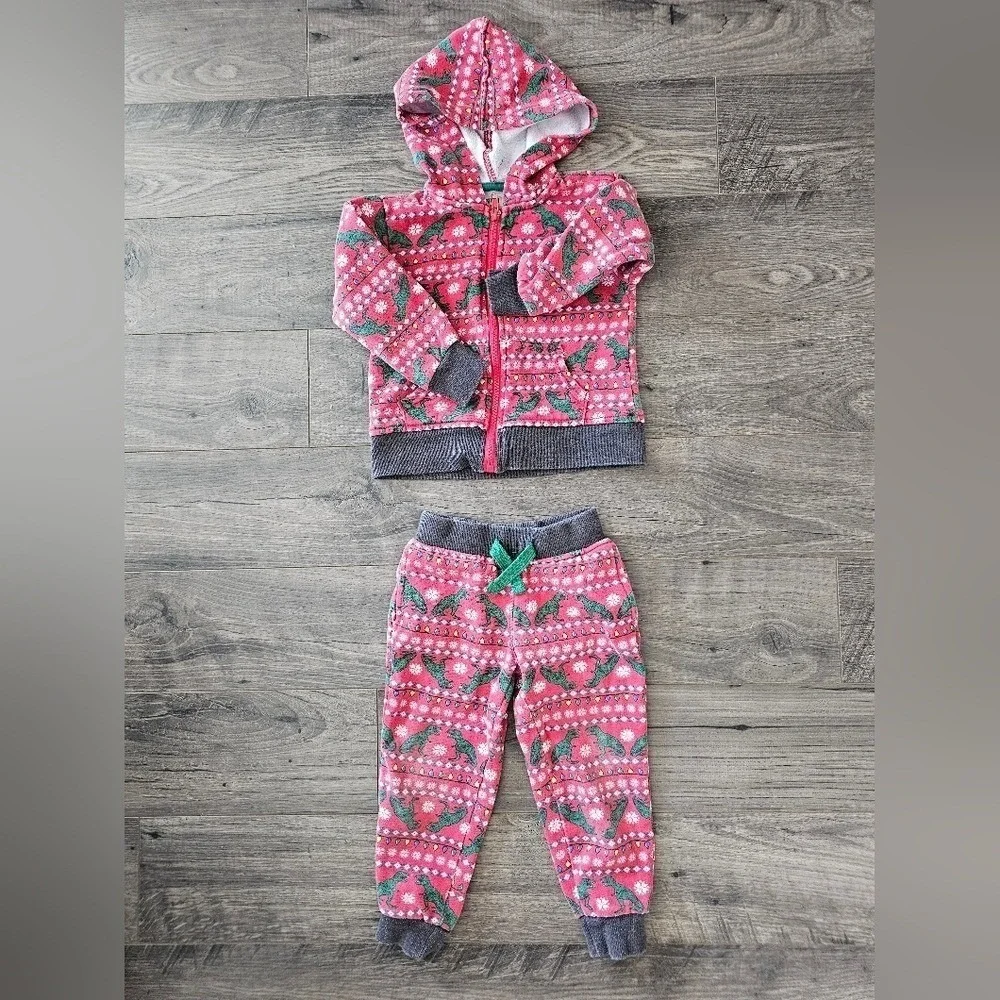 Kid's‎ sz2T Dinosaur Christmas Lights Snowflake Hoodie Pants Set Holiday